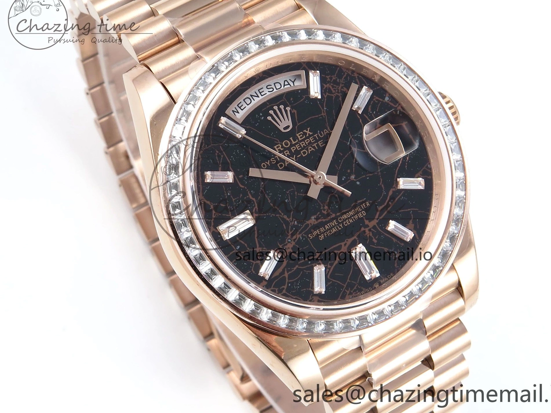 V5 DayDate Slate QF 40 Diamonds Eisenkiesel Weight) 1:1 Bracelet President Dial Bezel Edition on (Gain RG A2836 Best 0205